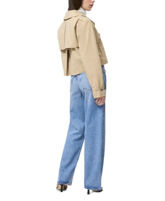 Cropped Twill Trench Coat