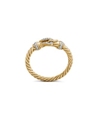 Petite Buckle Ring in 18K Yellow Gold with Diamonds