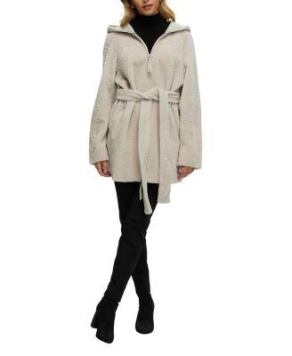 Reversible Shearling Zip Parka Coat