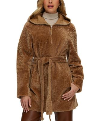 Reversible Shearling Zip Parka Coat