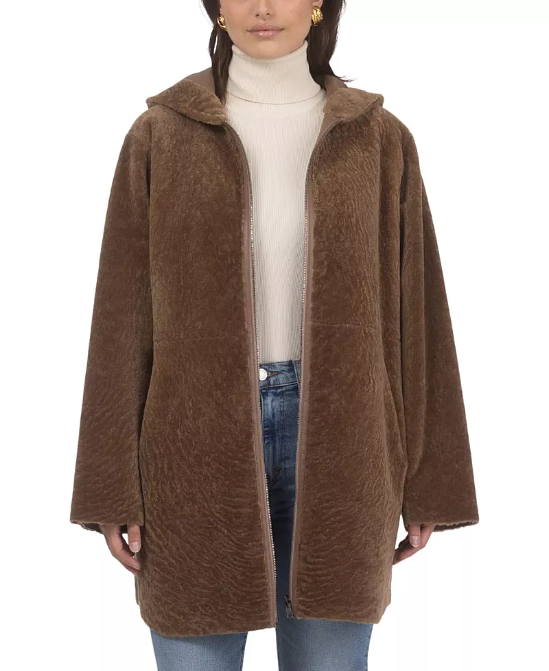Gorski Reversible Textured Shearling Parka Coat