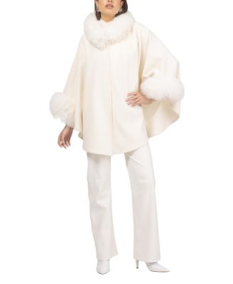 Cashmere & Wool Cape With Lamb Trim