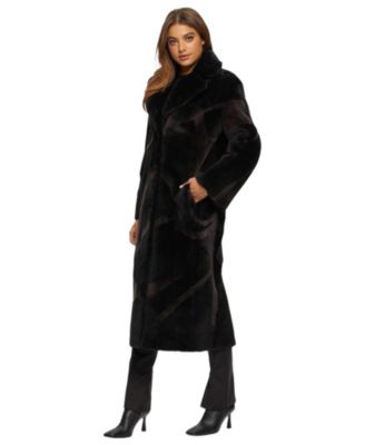 Merino Shearling Coat with Intarsia