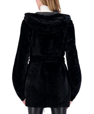 Reversible Shearling Zip Parka Coat