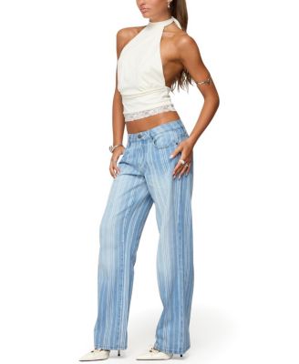  Tera Striped Low Rise Light Rinse Wash Jeans