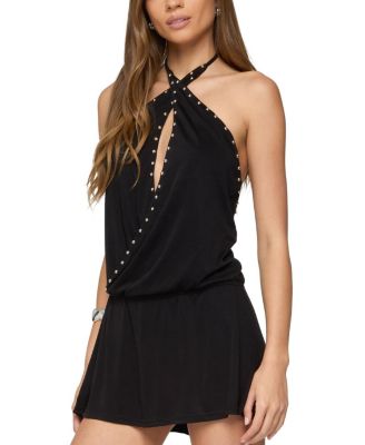  Studded Drop Waist Backless Mini Dress