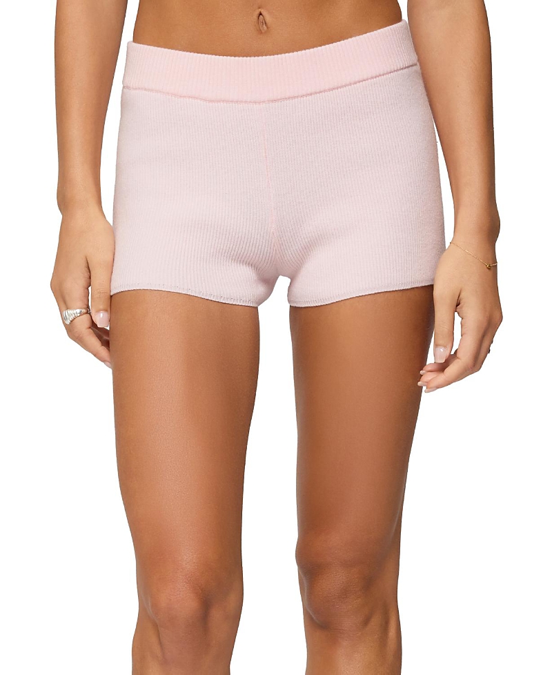 Edikted Lorie Ribbed Knit Shorts In Pink