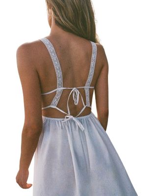 Lace Mix Bow Mini Dress