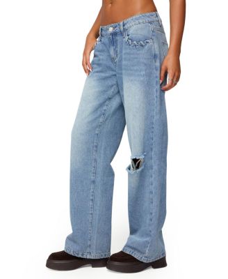  Dutton Distressed Low Rise Light Rinse Wash Jeans