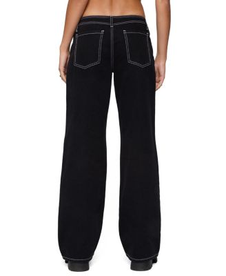  Contrast Stitch Low Rise Black Wash Jeans