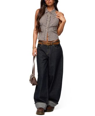  Kella Extra Oversized Low Rise Dark Rinse Wash Jeans