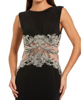  Jersey Sleeveless with Beaded Waist Detail Gown