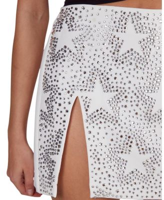 Star Diamante Detail Split Mini Skirt