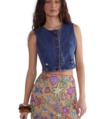 Hand Embellished Sequin Mini Skirt