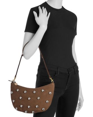 Lune Studded Suede Shoulder Bag