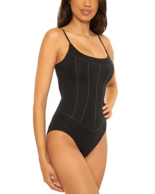 Color Code Corset Style One Piece Swimsuit