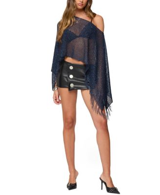 Sequin Fringe Knit Poncho