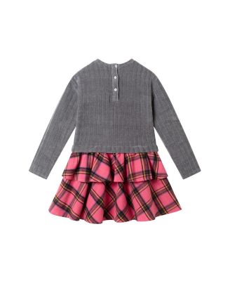 Girls' Flannel Dress with Crochet Applique - Little Kid