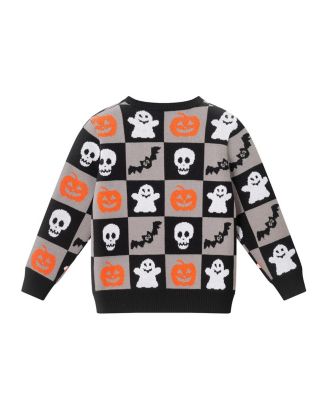 Boys' Halloween Themed Checkered Sweater - Little Kid, Big Kid