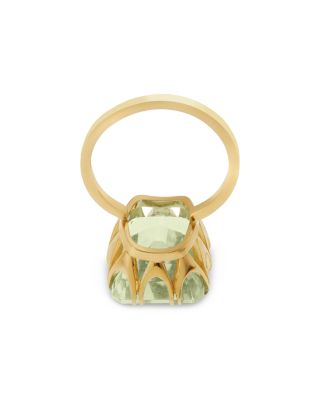 18K Yellow Gold Crown Prasiolite & Diamond Ring