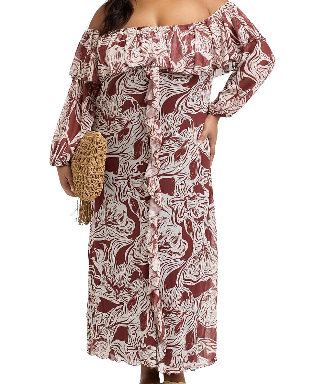 Fashion-szn Curve Ruffle Bardot Midaxi Dress