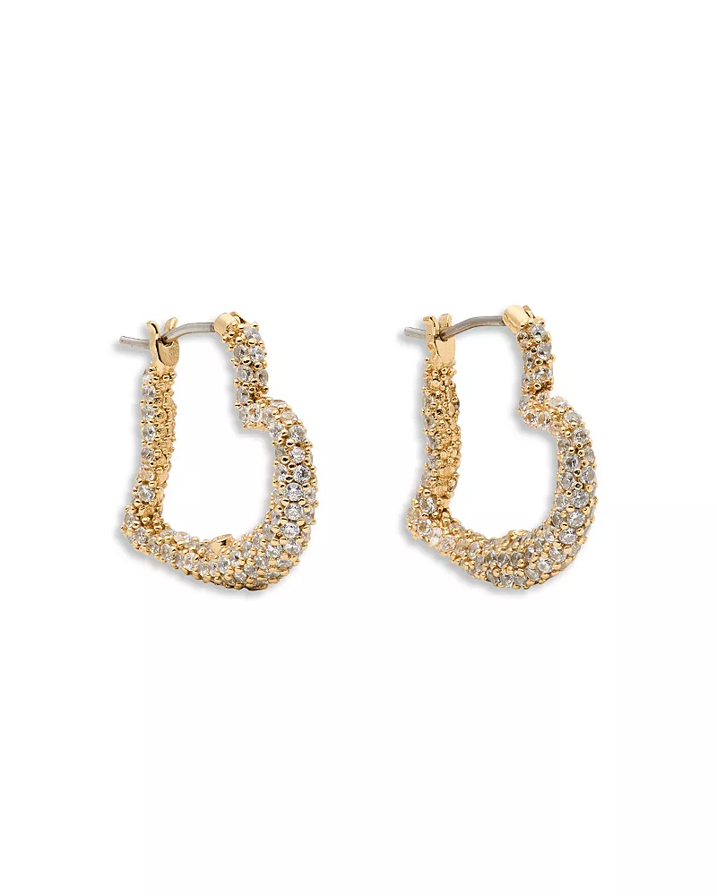 kate spade new york Amour Pave Heart Huggie Hoop Earrings
