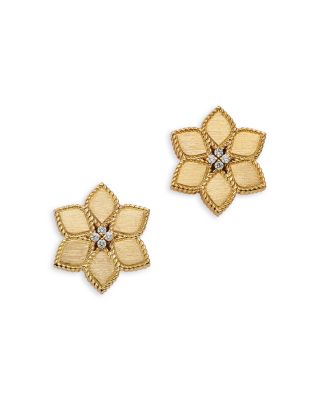 18K Yellow Gold Vernazza Diamond Flower Stud Earrings