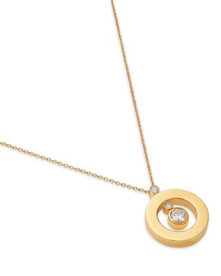 18K Yellow Gold Cento Diamond Baby O Circle Pendant Necklace, 16-18"