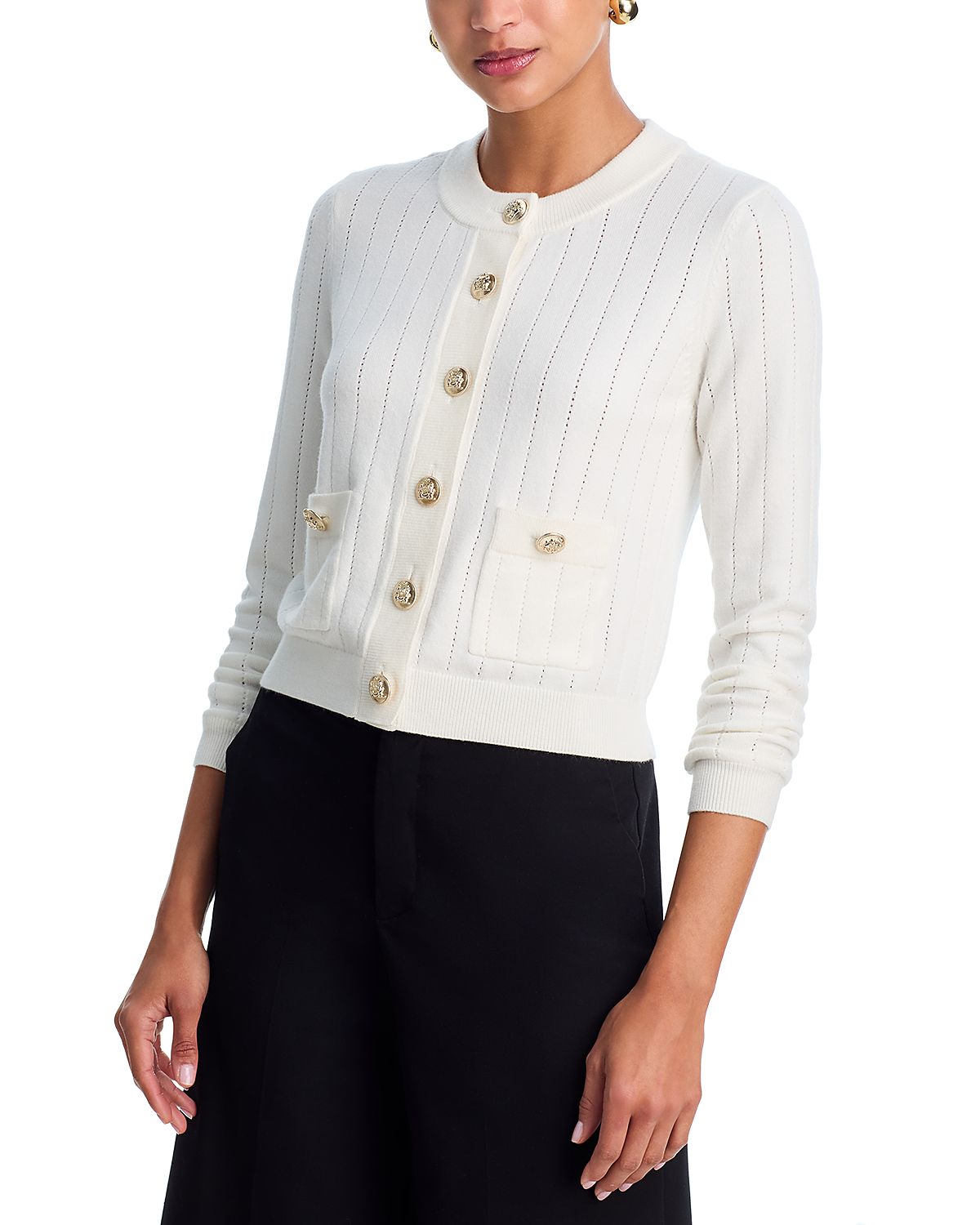 Aqua Long Sleeve Gold-Button Cardigan - Exclusive