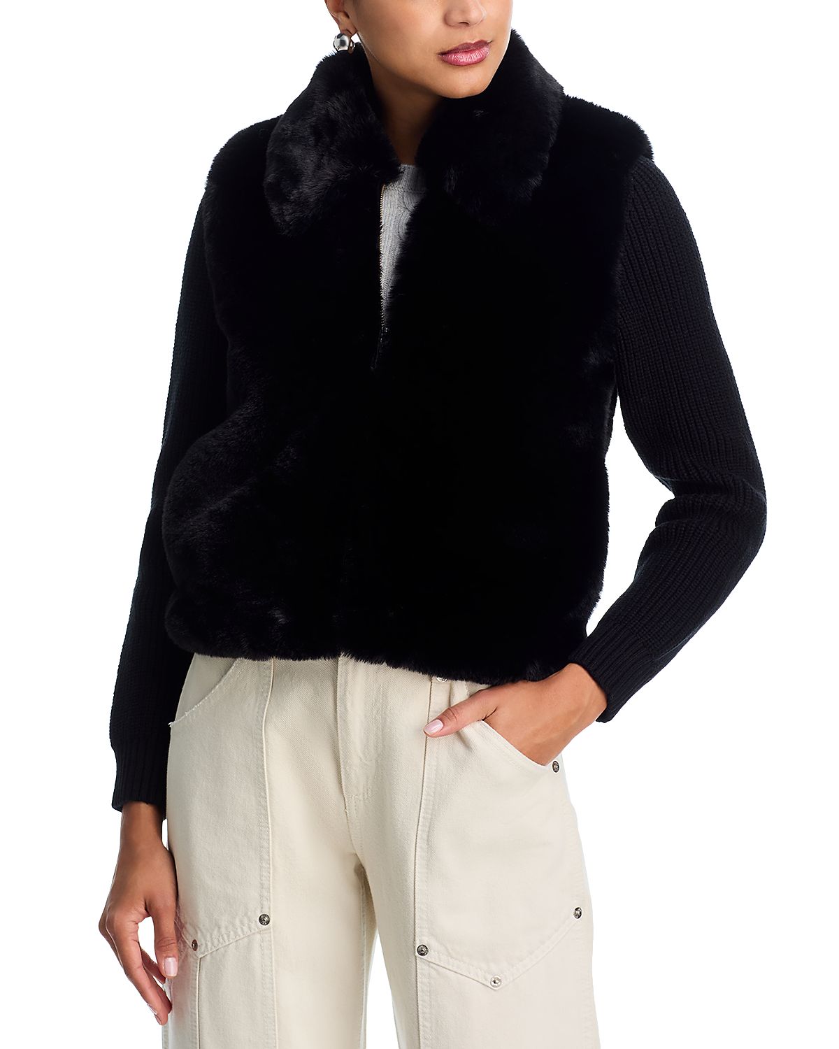 Aqua Faux Fur Cardigan - Exclusive
