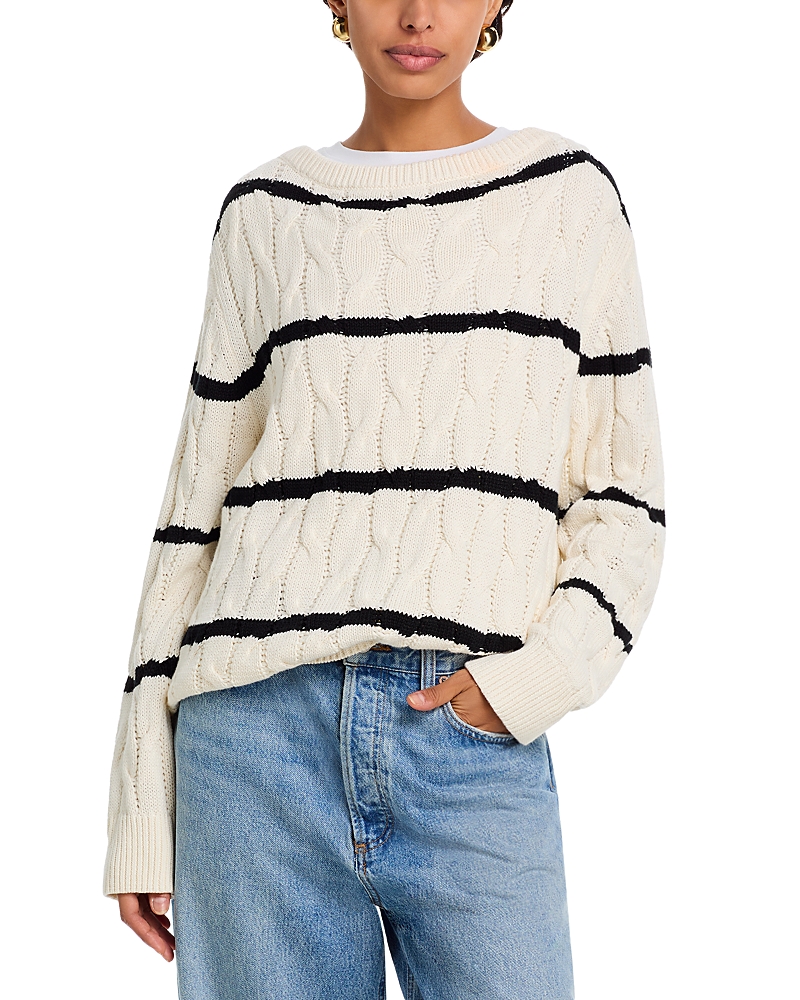 French Connection Mozart Chunky Boat Neck Cable Knit Sweater