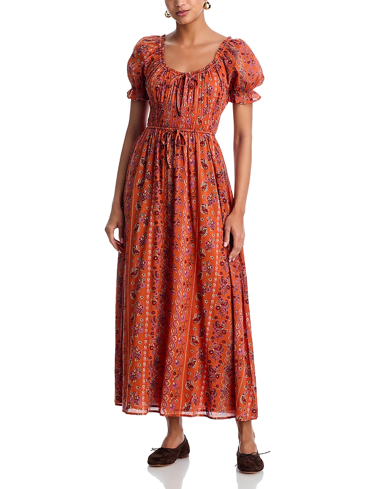 Aqua Farlin Paisley Short Sleeve Maxi Dress - Exclusive In Orange