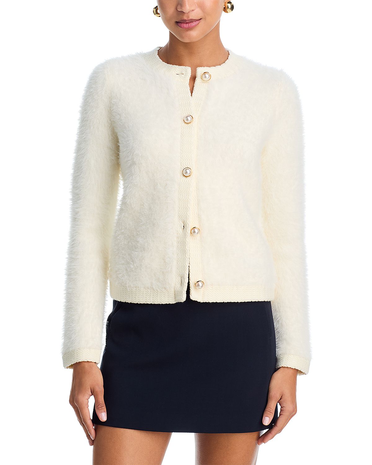 Aqua Brushed Pearl Button Cardigan - Exclusive
