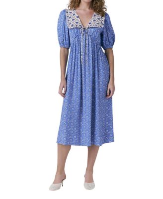 Nellie Crepe Collared Midi Smock Dress