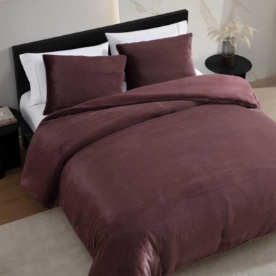 Signature Solid Faux Fur 3 Piece Comforter Set, Queen
