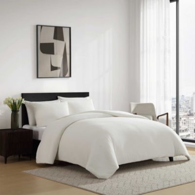 Threaded Basketweave Cotton 3 Piece Comforter Set, Queen