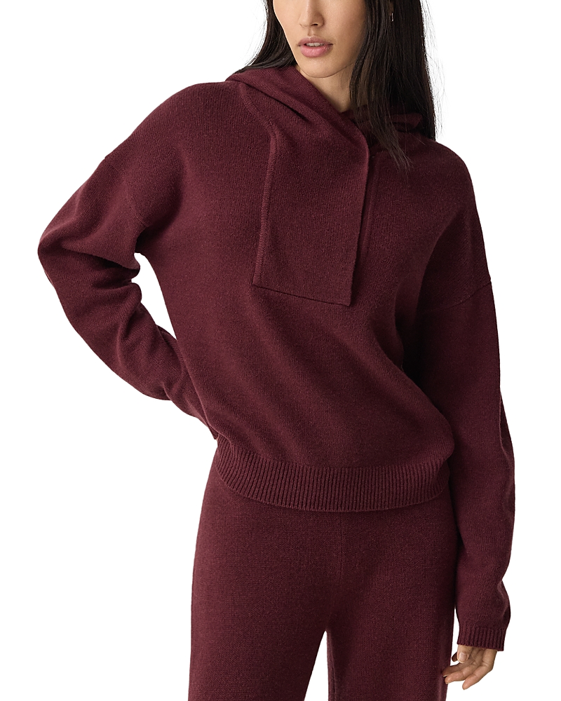 Theory Oversized Hoodie In Felted Wool-cashmere In Burgundy