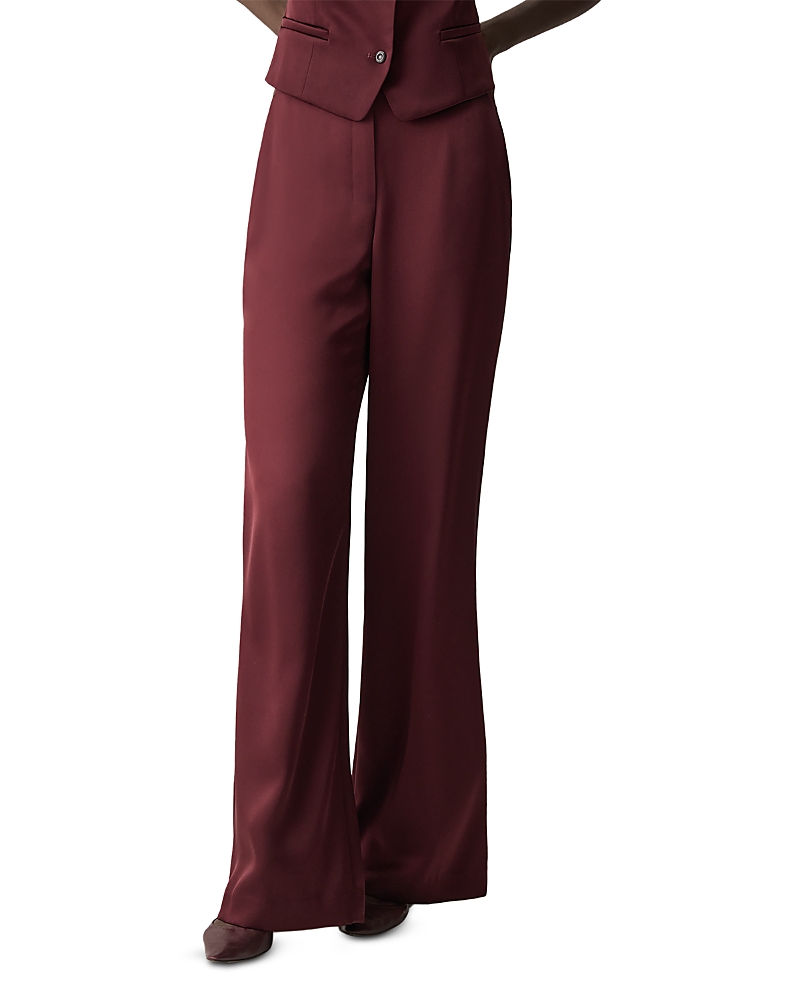 Theory Fluid Pants In Satin In Burgundy
