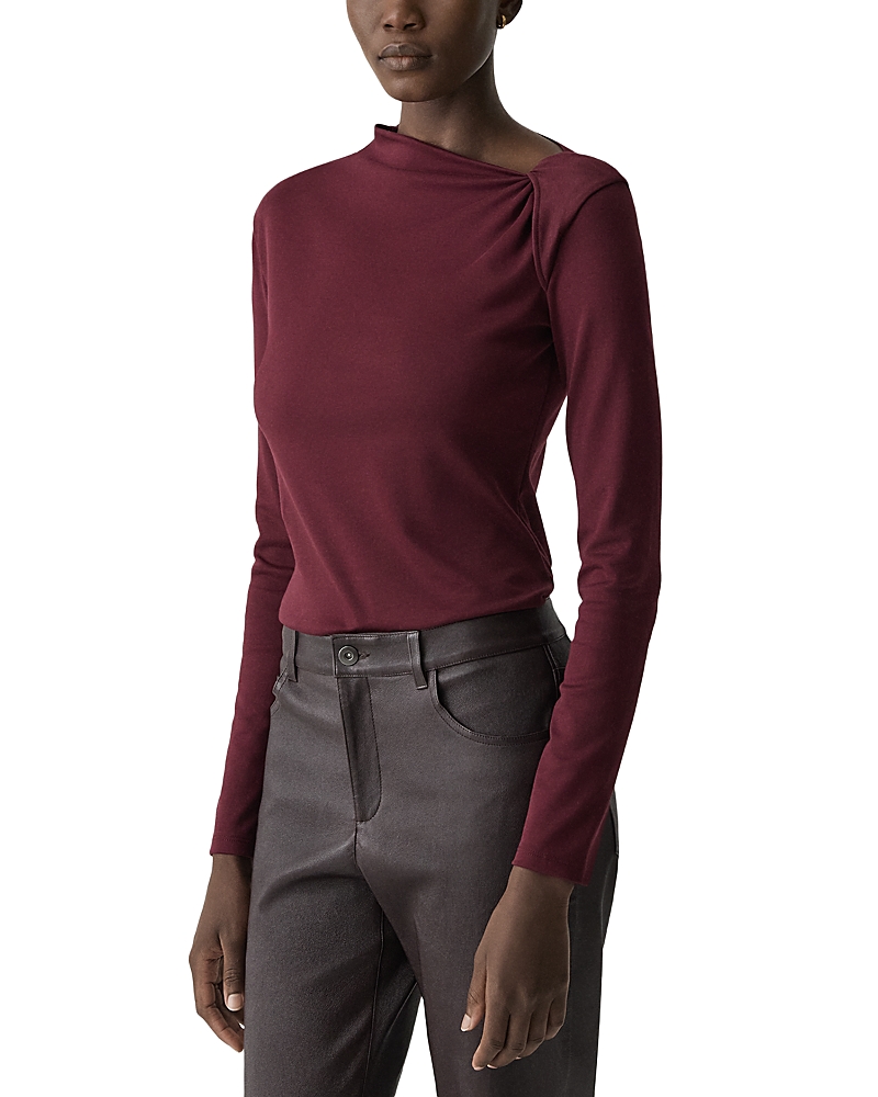 Theory Twist Neck Top In Cotton Jersey In Red