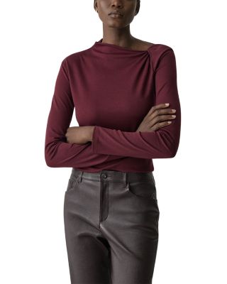 Slash Neck Twist Shoulder Top