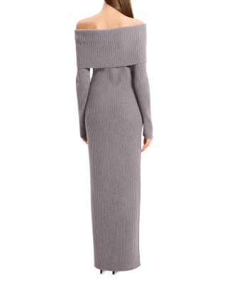 Off-the-Shoulder Ribbed Wool and Cashmere Dress