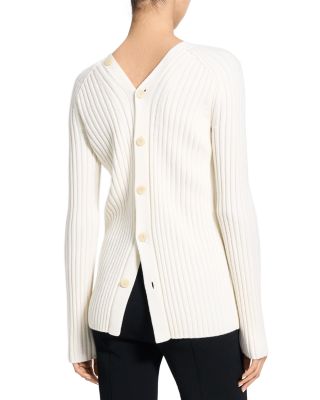 Wool Long Sleeve Open Back Cardigan