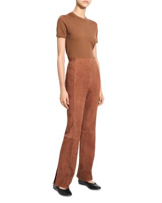 Suede Slit Hem Pants