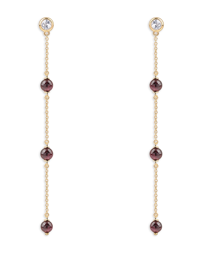 Moon & Meadow 14k Yellow Gold Garnet & Diamond Linear Drop Earrings