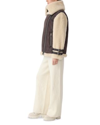 Rhoslyn Leather Shearling Moto Jacket