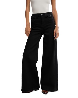 Kellee High Rise Palazzo Jeans in Black Eyelet