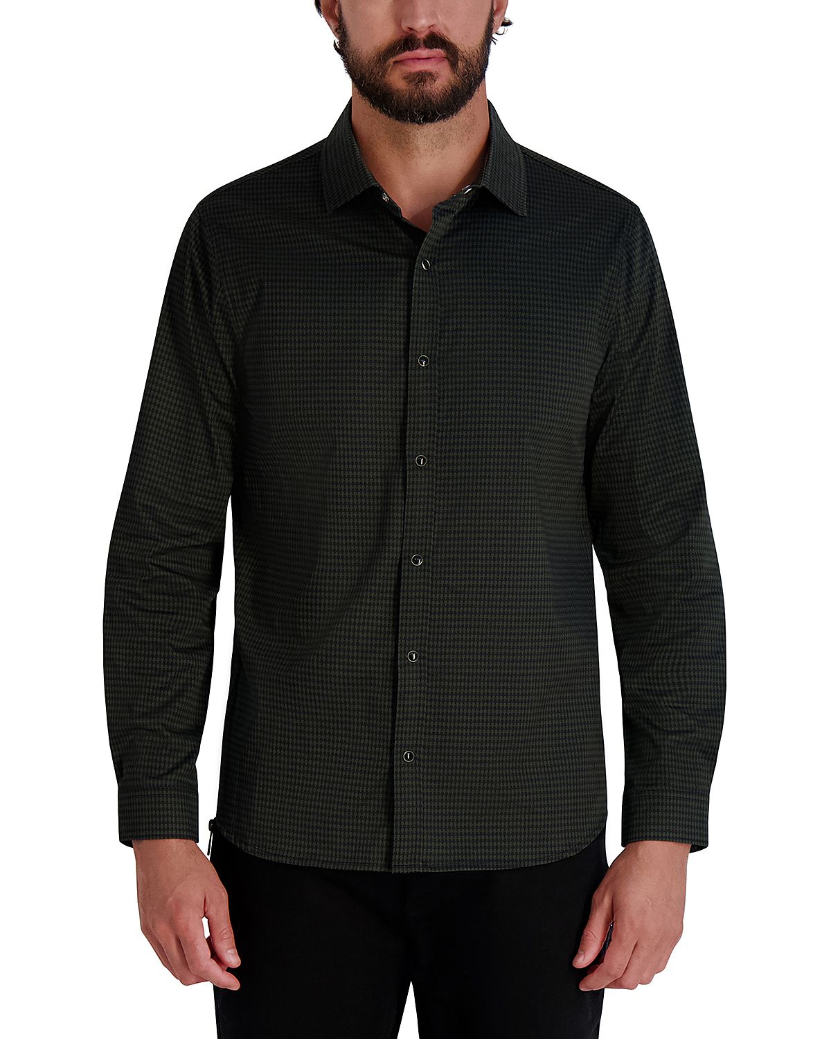 Karl Lagerfeld Paris Long Sleeve Printed Button Front Shirt