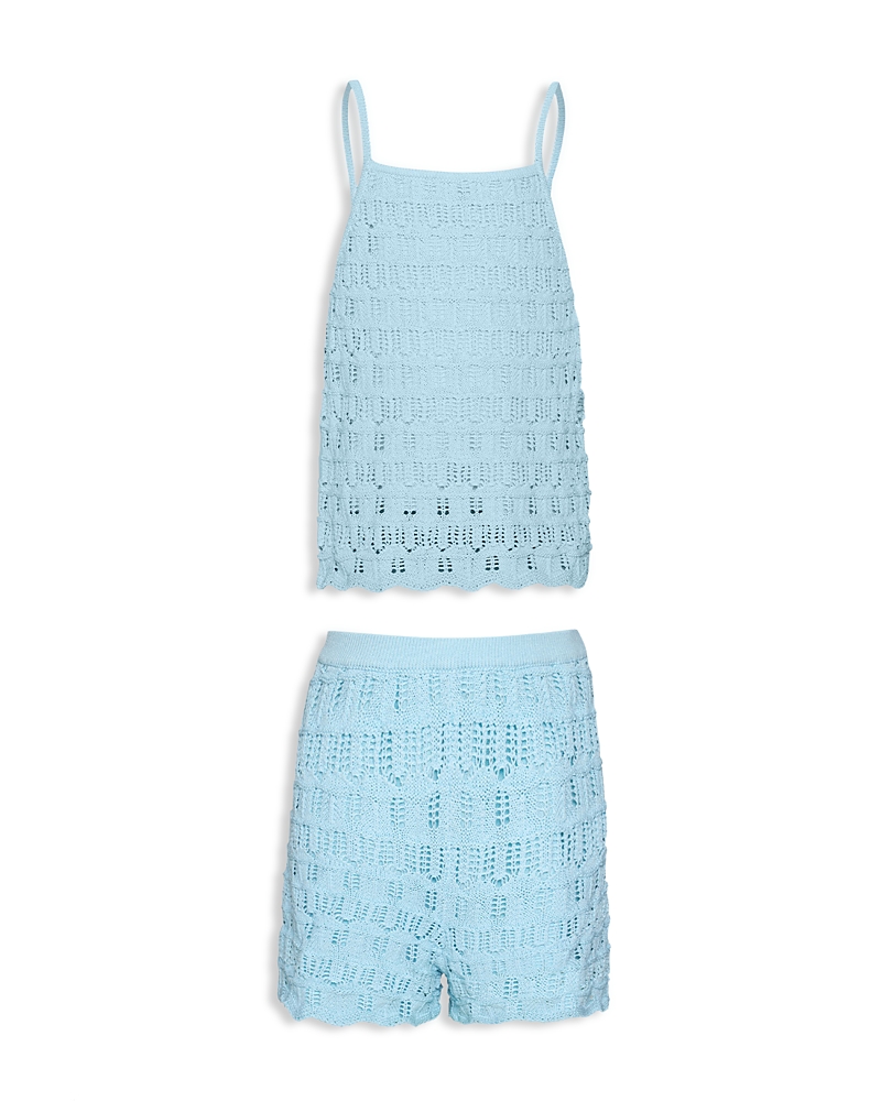 Pq Swim Girls' Milo Crochet Knit Top & Shorts Set - Little Kid, Big Kid In Blue