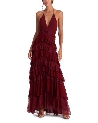 Liana V Neck Ruffle Maxi Dress