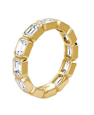 Bezel Eternity Band in 18K Yellow Gold, 3ctw Emerald Lab Created Diamonds